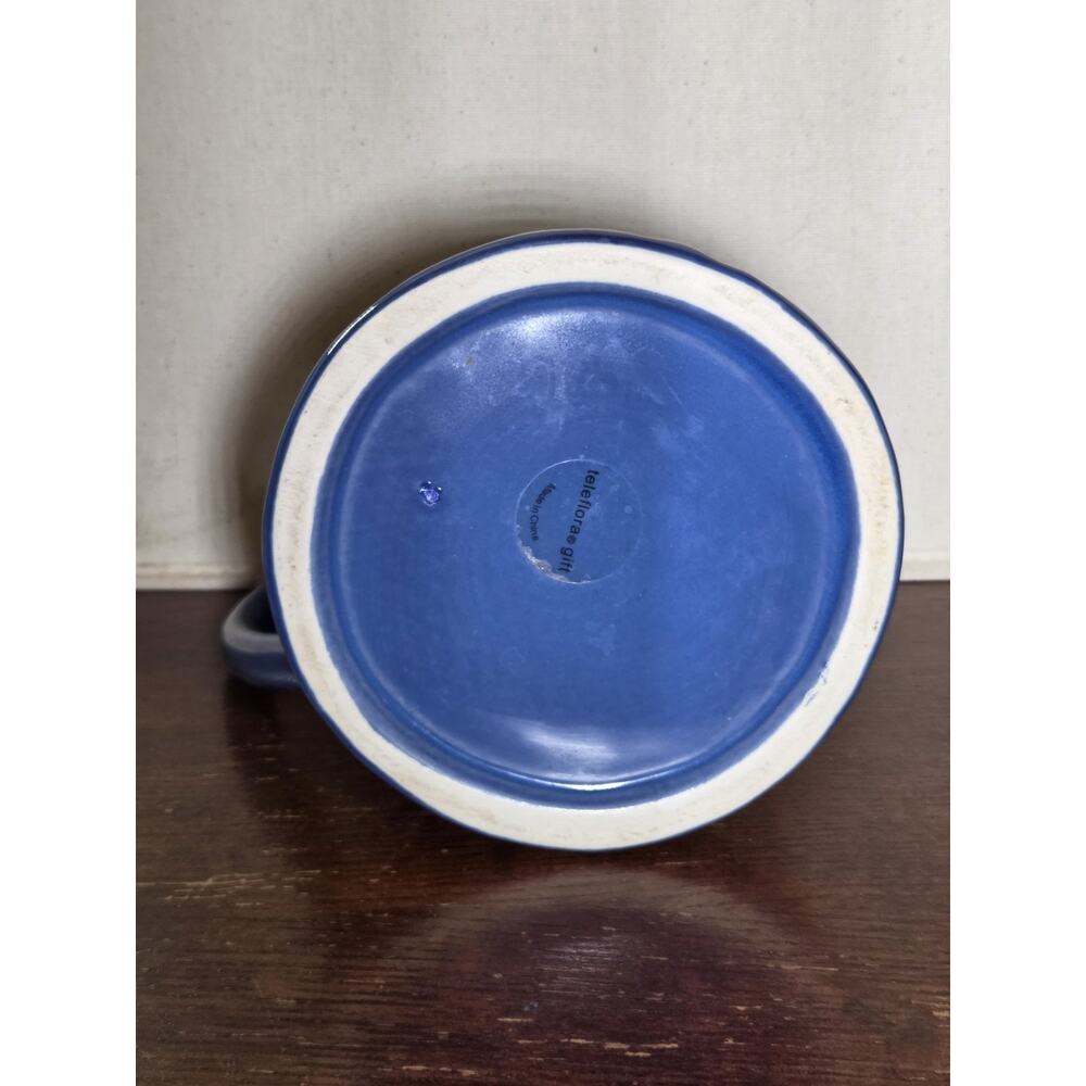 Pitcher Blue Paisley Swirl Pattern Ceramic Planter Teleflora - Picture 4 of 6